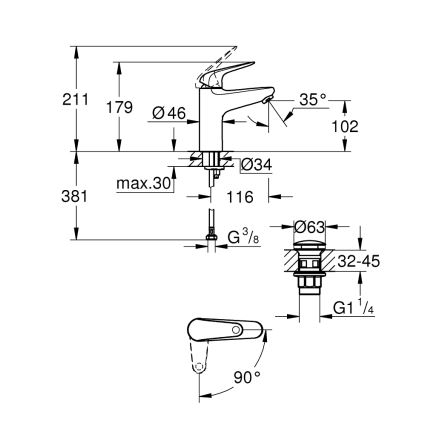GROHE 24329001 - Umývadlová batéria SWIFT DN 15 lesklý chróm
