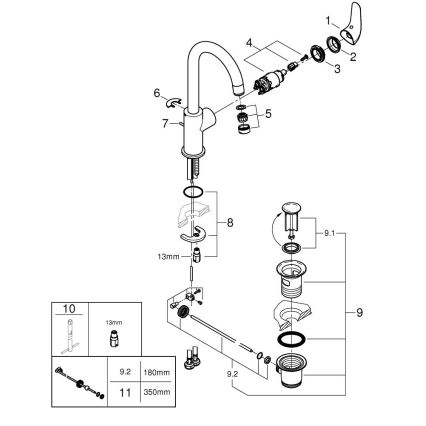 GROHE 24330001 - Umývadlová batéria EUROSMART, veľkosť L, lesklý chróm
