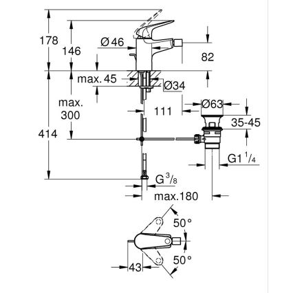 GROHE 24332001 - Bidetová batéria SWIFT 146 mm lesklý chróm