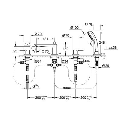 GROHE 2511900A - Vaňová batéria BAULOOP DN 20 lesklý chróm