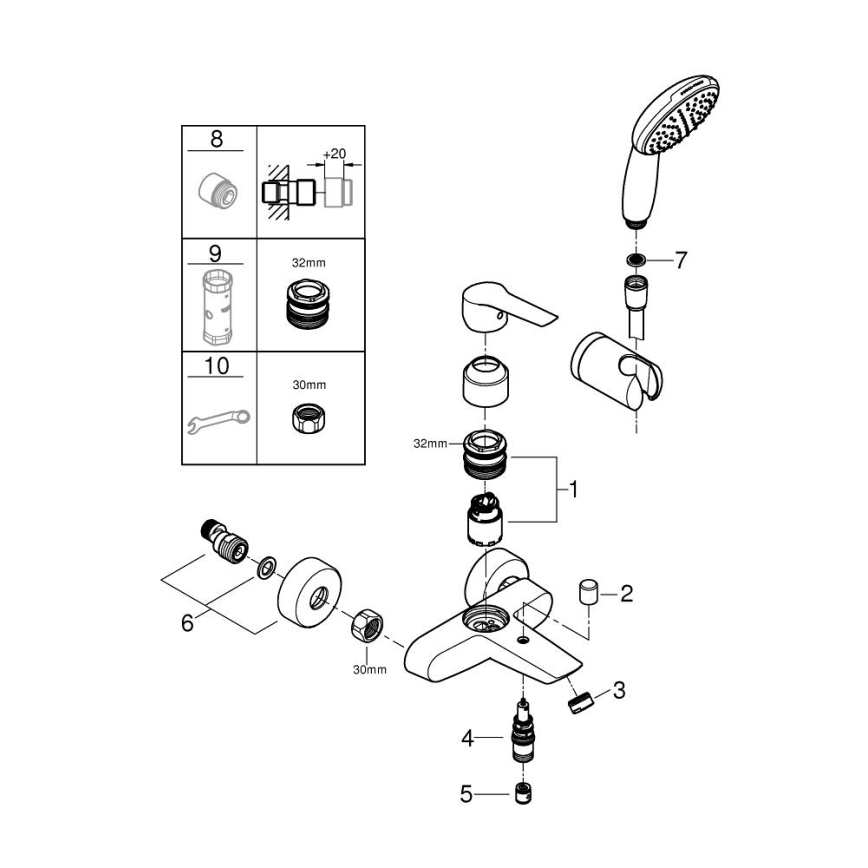 GROHE 25283002 - Vaňová batéria s príslušenstvom DN 15 lesklý chróm