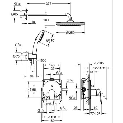GROHE 25293000 - Sprchová súprava START EDGE 250 mm lesklý chróm