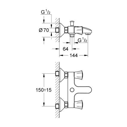 GROHE 25450001 - Vaňová batéria COSTA L DN 15 lesklý chróm