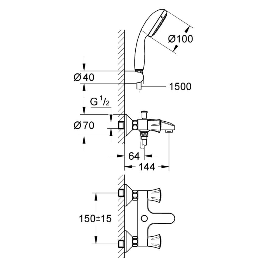 GROHE 2546010A - Vaňová batéria COSTA L DN 15 lesklý chróm