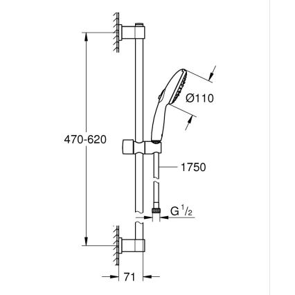 GROHE 26032001 - Sprchová súprava VITALIO START 110 600 mm lesklý chróm