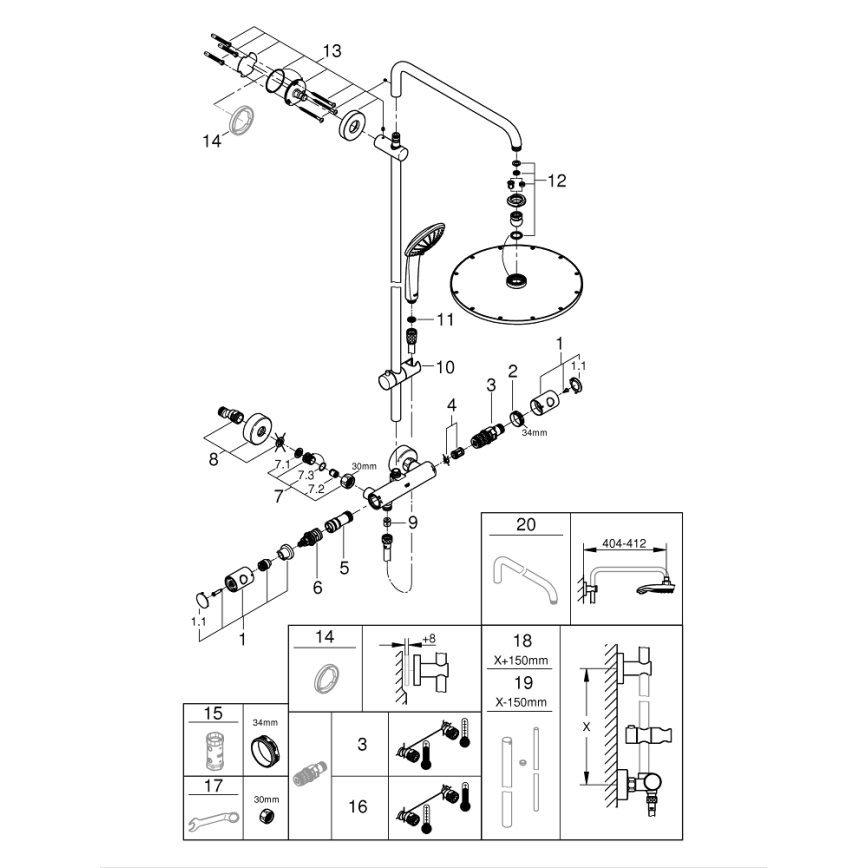GROHE 26075AL0 - Sprchový systém EUPHORIA SYSTEM 310 450 mm grafit
