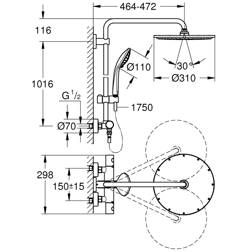 GROHE 26075DL0 - Sprchový systém EUPHORIA SYSTEM 310 bronzový