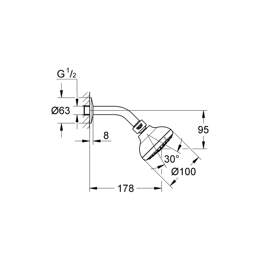 GROHE 26088001 - Sprchová hlavica TEMPESTA 100, 100 mm, lesklý chróm