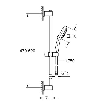 GROHE 26096001 - Sprchová súprava VITALIO COMFORT 110 600 mm lesklý chróm
