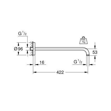 GROHE 26146000 - Sprchové rameno RAINSHOWER 422 mm lesklý chróm