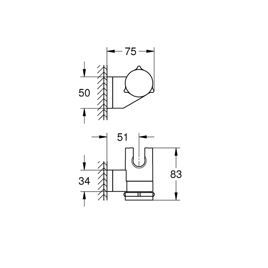 GROHE 261832431 - Nástenný držiak sprchy VITALIO UNIVERSAL čierny