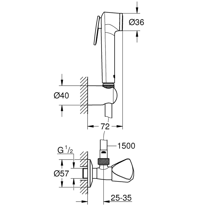 GROHE 26357000 - Nástenná sada s rohovým ventilom, lesklý chróm