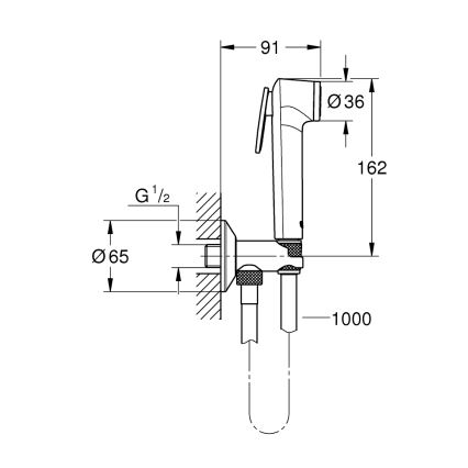 GROHE 26358000 - Nástenná sada TEMPESTA-F s ručnou bidetovou sprchou 1000 mm chróm