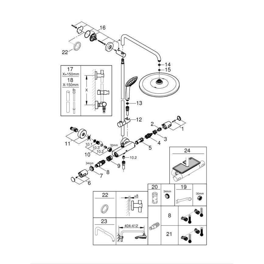 GROHE 26400001 - Sprchový systém VITALIO JOY SYSTEM 310 450 mm lesklý chróm