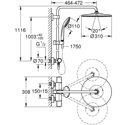 GROHE 26400001 - Sprchový systém VITALIO JOY SYSTEM 310 450 mm lesklý chróm