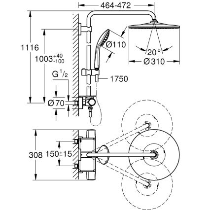 GROHE 26401001 - Sprchový systém VITALIO JOY SYSTEM 310, lesklý chróm