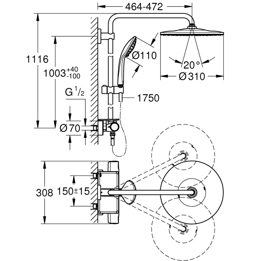 GROHE 26401001 - Sprchový systém VITALIO JOY SYSTEM 310, lesklý chróm