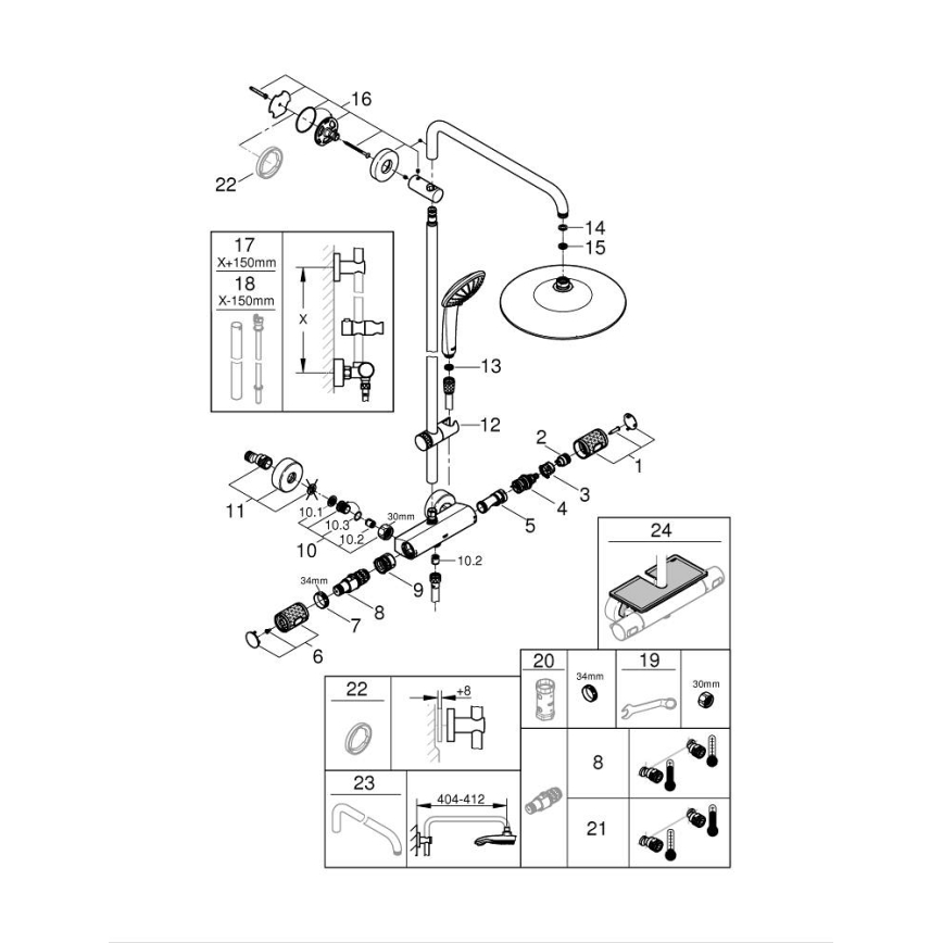 GROHE 26403KF2 - Sprchový systém VITALIO JOY 260 čierny