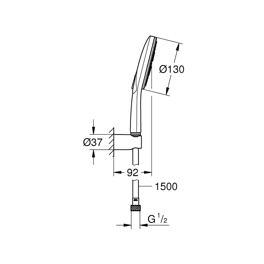 GROHE 26581000 - Montážna sada na stenu RAINSHOWER SMARTACTIVE 130 1500 mm chróm