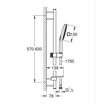 GROHE 26596000 - Sprchová súprava VITALIO SMARTACTIVE 130 CUBE 600 mm, lesklý chróm