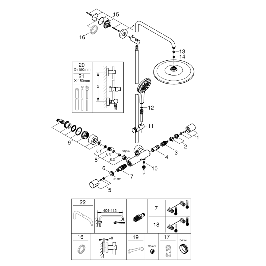 GROHE 26648000 - Sprchový systém RAINSHOWER SMARTACTIVE 310, 450 mm, lesklý chróm