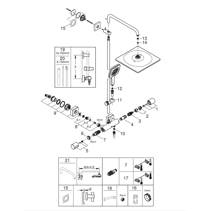 GROHE 26652000 - Sprchový systém RAINSHOWER SMARTACTIVE 310 450 mm lesklý chróm