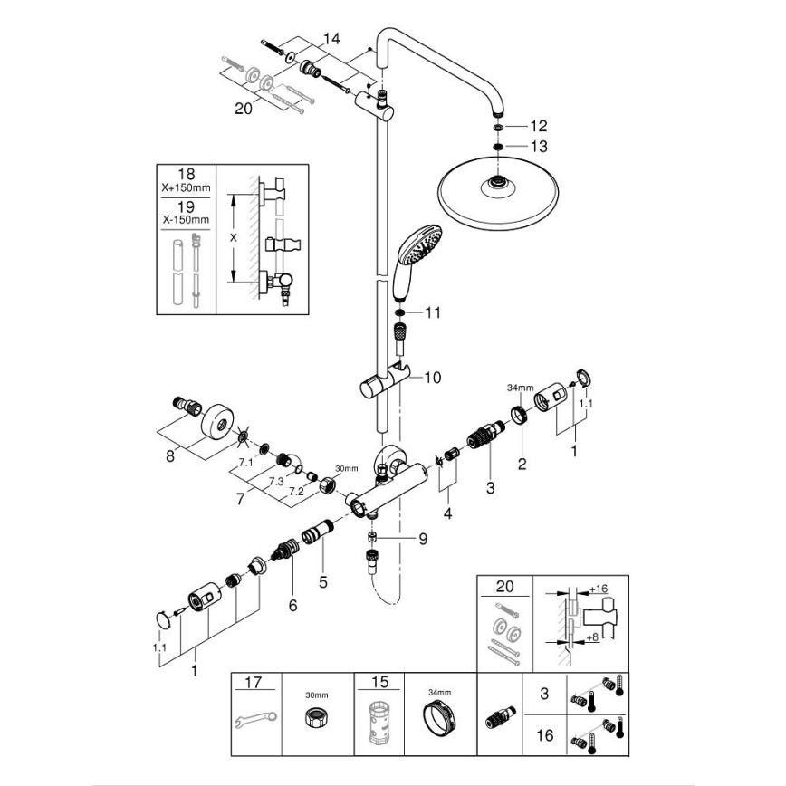 GROHE 26677001 - Sprchový systém VITALIO START SYSTEM 250 lesklý chróm