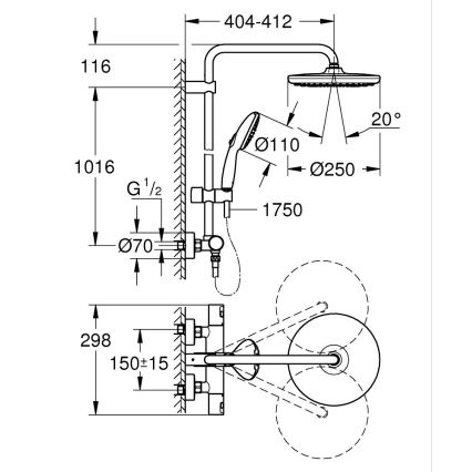 GROHE 26677001 - Sprchový systém VITALIO START SYSTEM 250 lesklý chróm
