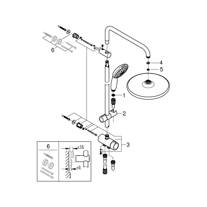 GROHE 26680001 - Sprchový systém VITALIO START SYSTEM 250–390 mm, kovový, chróm