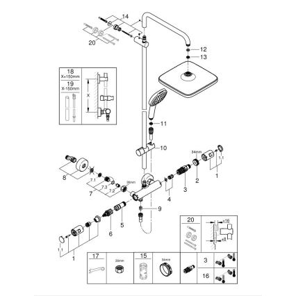 GROHE 266962431 - Sprchový systém VITALIO COMFORT 250 250 × 250 mm čierny