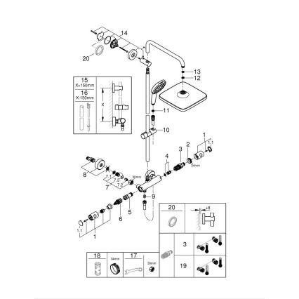 GROHE 26697001 - Sprchový systém VITALIO COMFORT 250 250 × 250 mm lesklý chróm