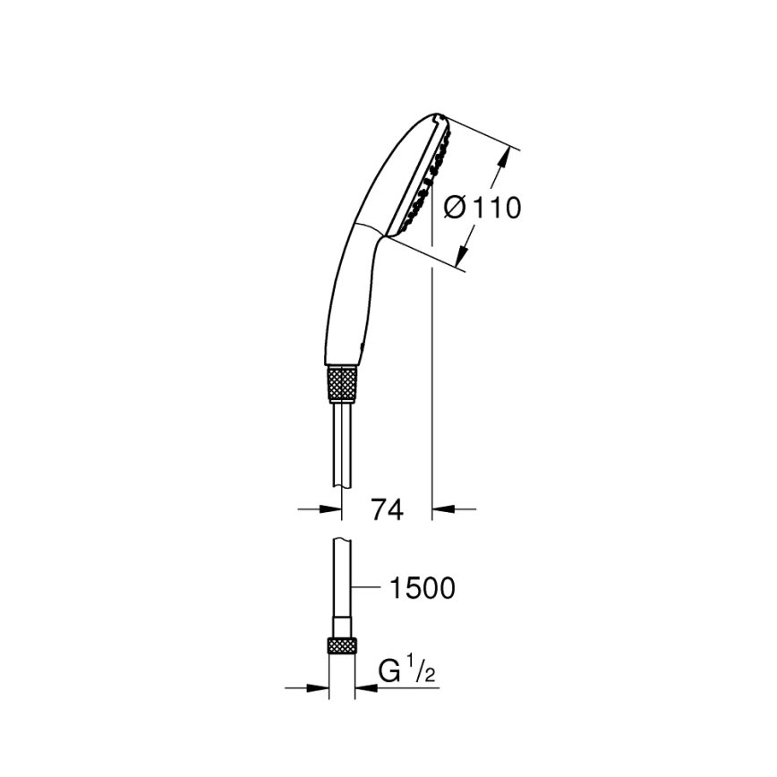 GROHE 26720001 - Ručná sprcha VITALIO START 110 1500 mm lesklý chróm
