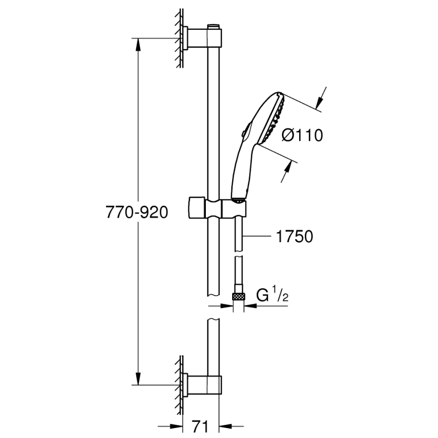 GROHE 26955001 - Sprchový set VITALIO START 110, 900 mm, nerez