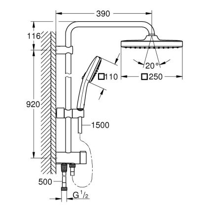 GROHE 26986001 - Sprchový systém VITALIO COMFORT 250, lesklý chróm