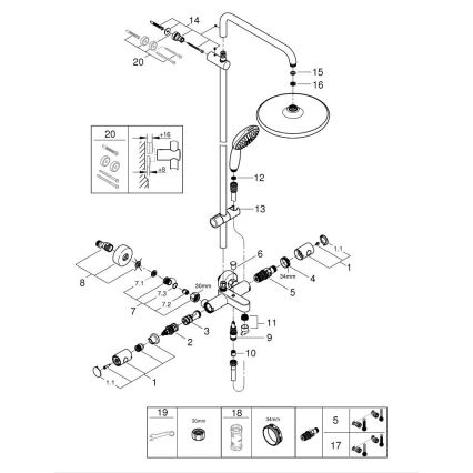 GROHE 269882431 - Sprchový systém VITALIO START SYSTEM 250 390 mm čierna