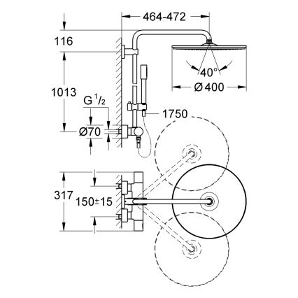 GROHE 27174001 - Sprchový systém RAINSHOWER SYSTEM 400 450 mm lesklý chróm