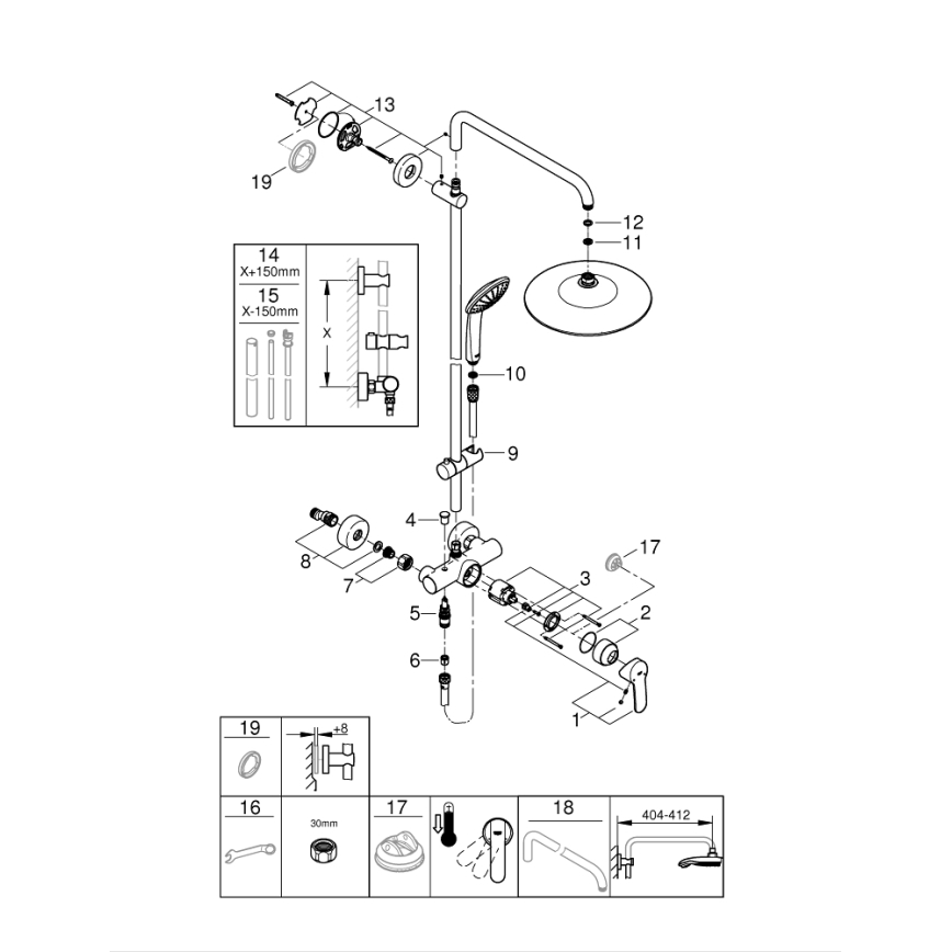 GROHE 27684001 - Sprchový systém VITALIO JOY 260 450 mm lesklý chróm
