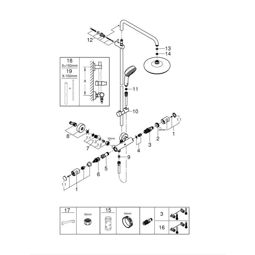 GROHE 27922001 - Sprchový systém TEMPESTA COSMOPOLITAN 210 lesklý chróm