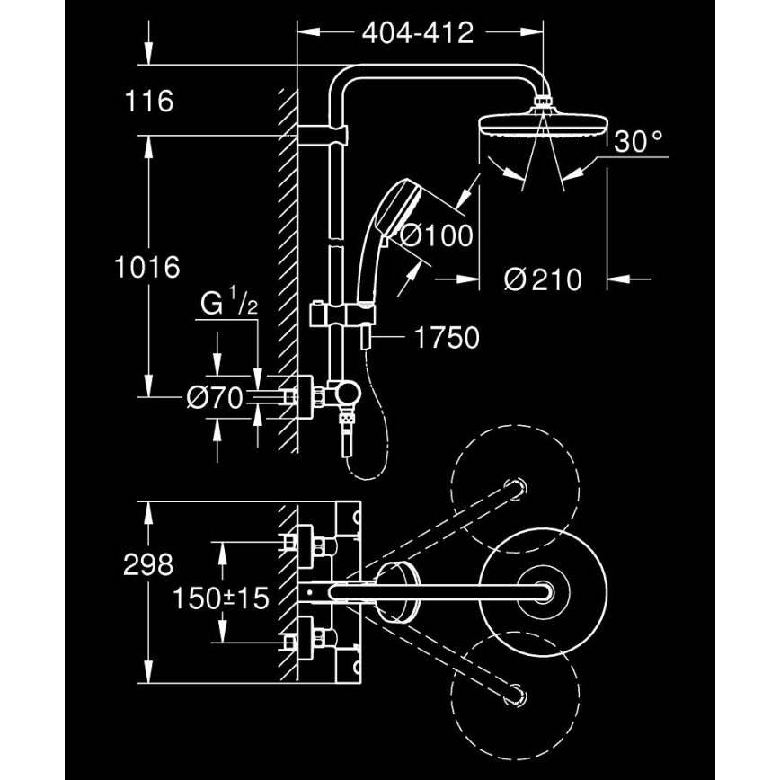 GROHE 27922001 - Sprchový systém TEMPESTA COSMOPOLITAN 210 lesklý chróm