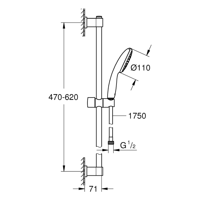 GROHE 27942001 - Pršna garnitura VITALIO START 110 600 mm, sijajni krom