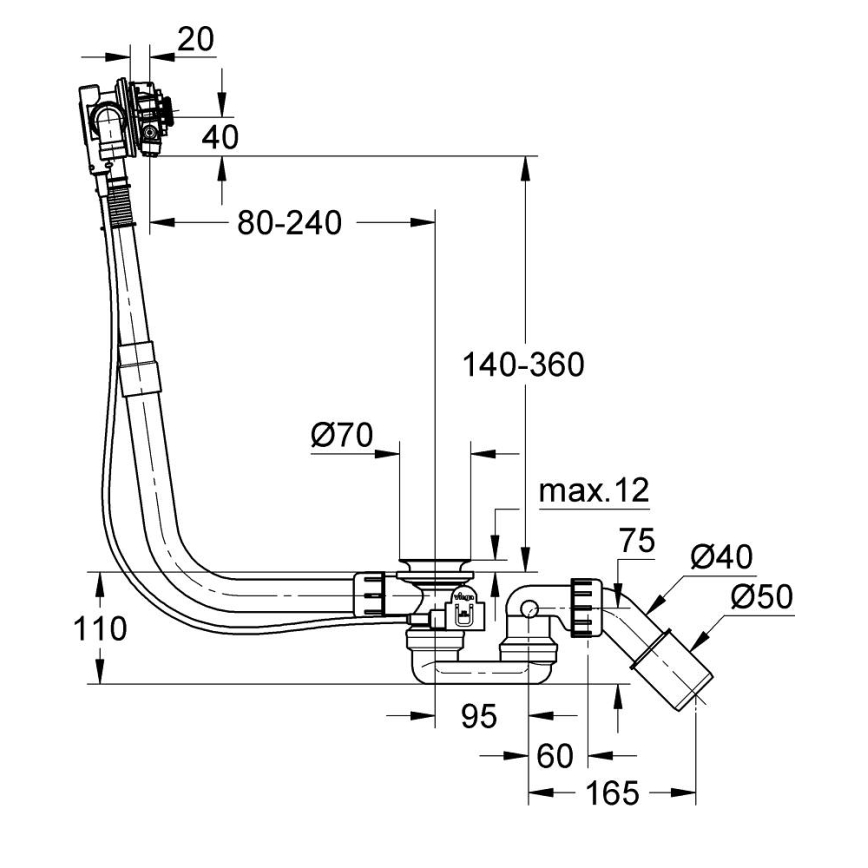 GROHE 28990000 - vaňová súprava na napúšťanie, odtok a prepad TALENTOFILL, chróm
