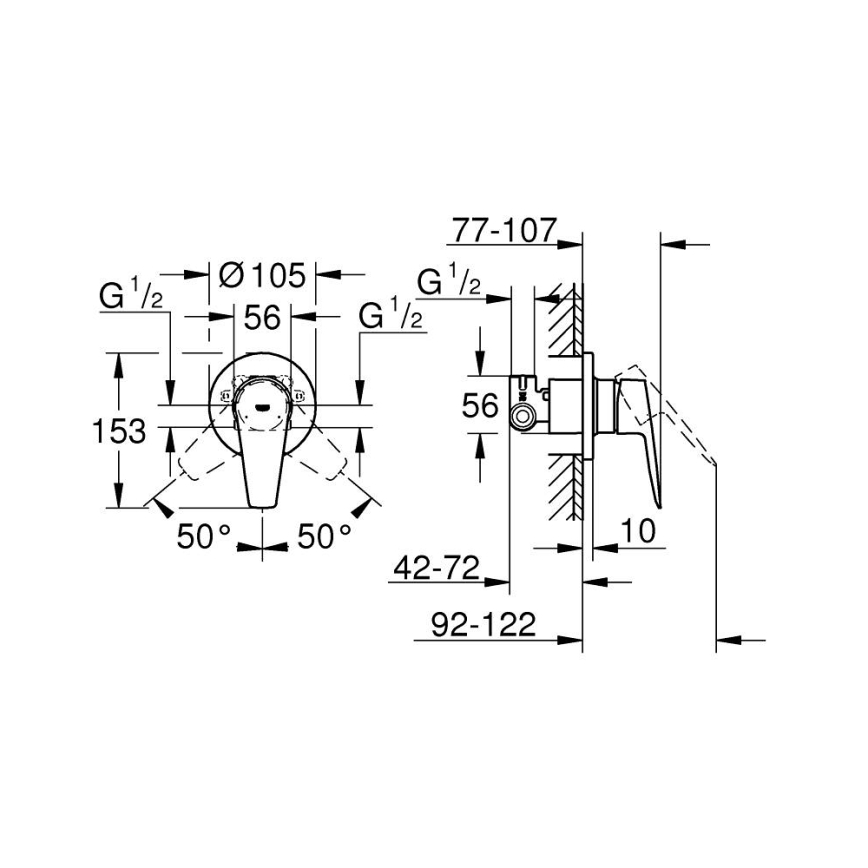 GROHE 29040001 - Sprchová batéria BAUEDGE, lesklý chróm