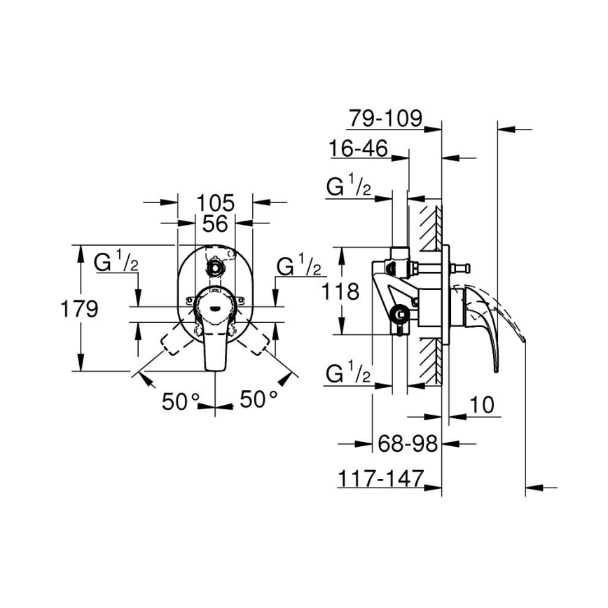 GROHE 29043000 - Vaňová batéria EUROCUBE lesklý chróm
