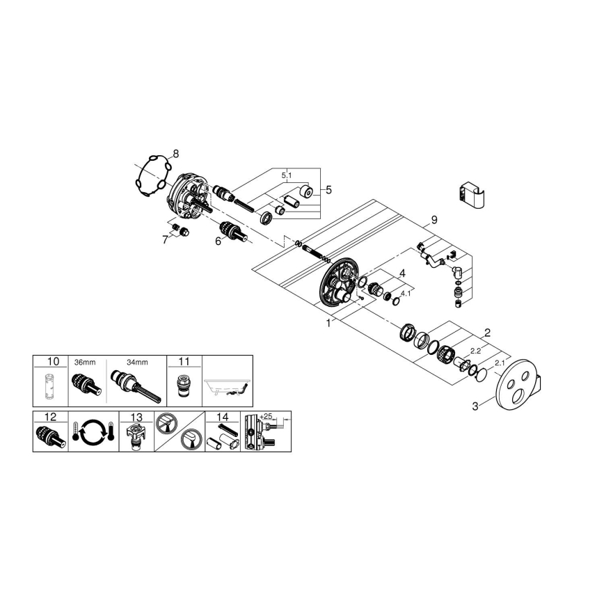 GROHE 29120000 - Termostatická podomietková sprchová batéria GROHTHERM SMARTCONTROL + držiak, chróm