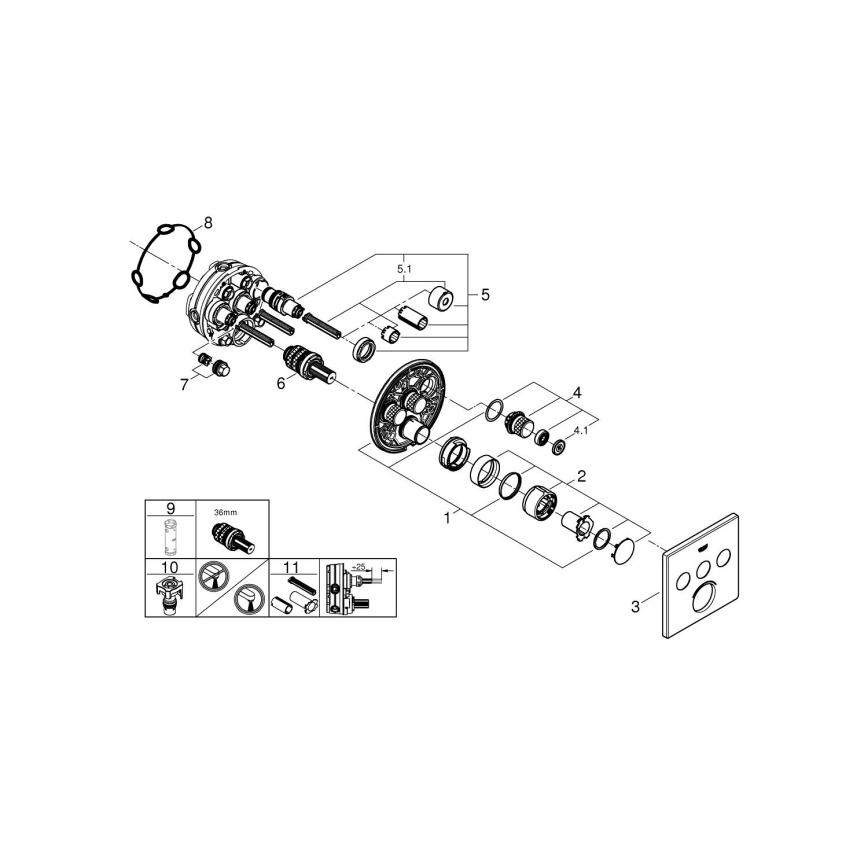 GROHE 29149000 - Krytka podomietkovej batérie SMARTCONTROL 158 × 158 mm chróm