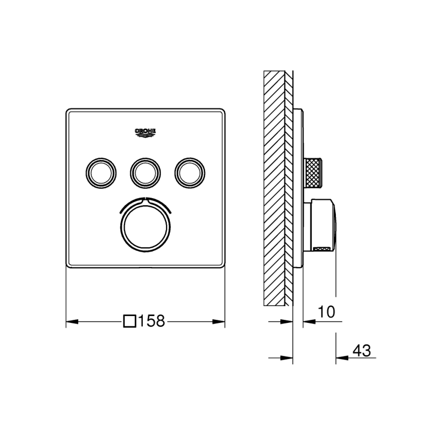 GROHE 29149000 - Krytka podomietkovej batérie SMARTCONTROL 158 × 158 mm chróm