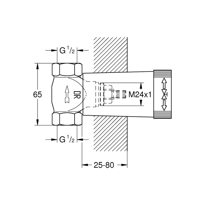 GROHE 29800000 - Spodný diel podomietkového ventilu DN 15 mosadz