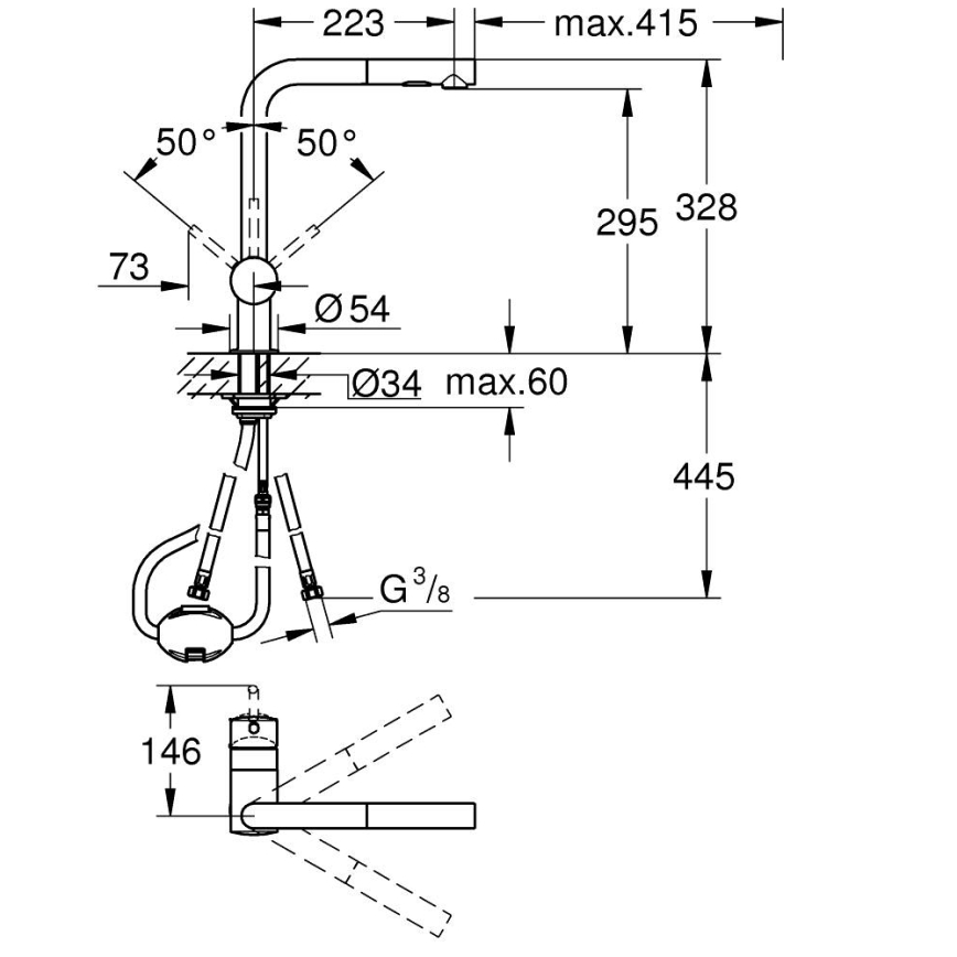 GROHE 30274DC0 - Drezová batéria A, nerezová