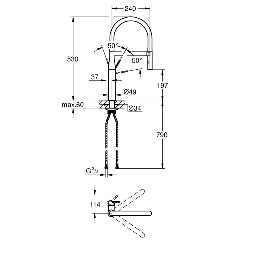 GROHE 30294A00 - Drezová batéria ESSENCE grafit