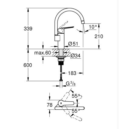 GROHE 30469000 - Drezová batéria START s vysokým výpustom, lesklý chróm